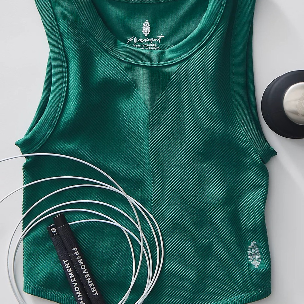 FP Movement by Free People Ribbed Tank Top in Emerald Green